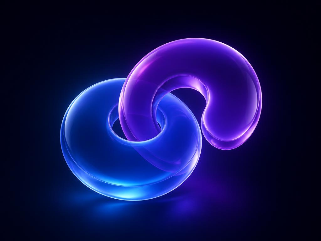 Two interlocking glass rings representing the Duovalence Media founding partnership